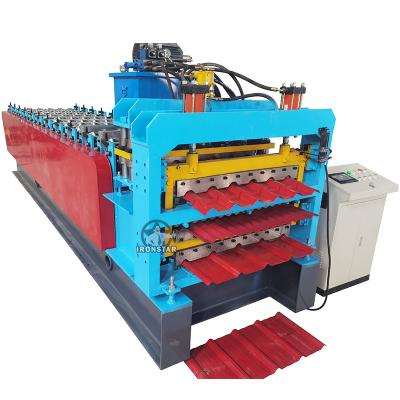 China 0.3-0.8mm Metal Sheet PPGI Three Layer Roll Forming Machine High Strength for sale
