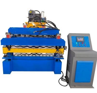 China 8 Rib Trapezoidal And 1035 Glazed Tile Cold Roll Forming Machine Manual Decoiler for sale