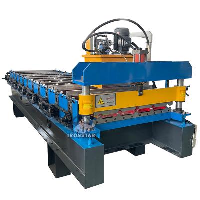 China Customized 0.3-0.8mm re-Painted Galvanized Steel 840mm Trapezoidal Sheet long span Roof Roll Forming Machine for sale