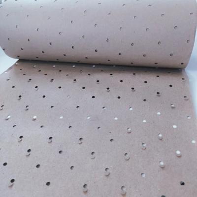 China Recycled Perforated Kraft Paper Wood Pulp 60gsm Brown Wrapping Roll for sale