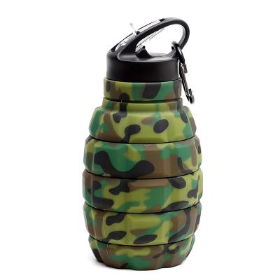 China 580ML Foldable Silicone Water Bottle Camouflage Color Odorless for sale