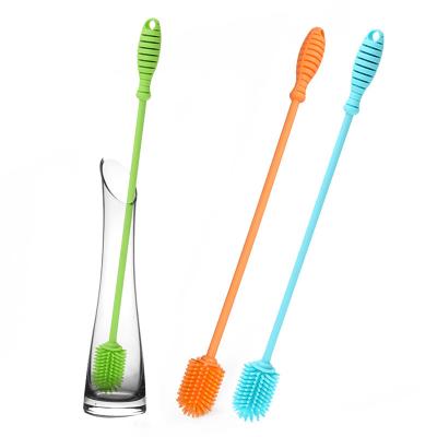 China Multicolor Silicone Bottle Cleaner Reusable , BPA Free Silicone Milk Bottle Brush for sale