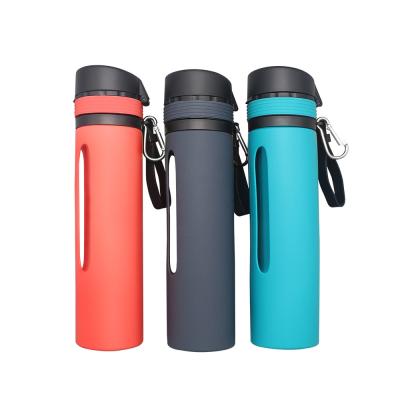 China Silicone Travel Water Bottles Portable Leakproof Height 27cm for sale