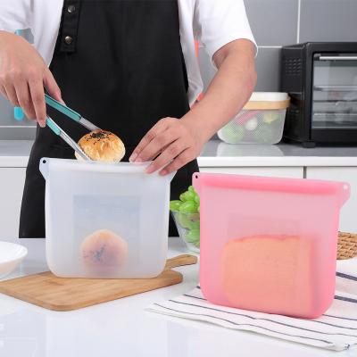 China Harmless Silicone Food Pouch Durable , 1000ML A Style Silicone Gallon Freezer Bags for sale