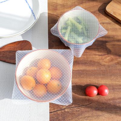 China Reusable Silicone Stretch Lids Wrap Seal Cover Transparent Flexible for sale