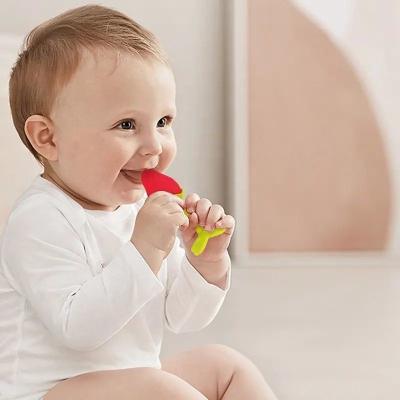 China Flexible Soft Fruit Shape Silicone Teether Toy Portable Washable for sale