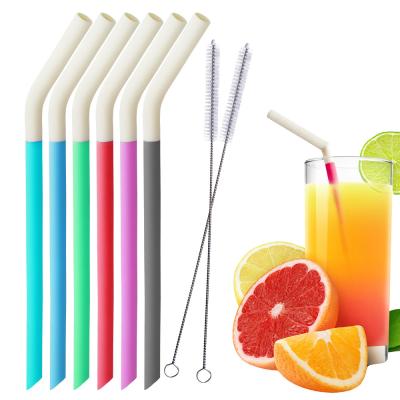China Straight Nontoxic Silicone Bendy Straws , Heat Resistant Soft Reusable Straws for sale