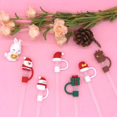 China Christmas Reusable Silicone Straw Tip Cover Practical Heat Resistant for sale