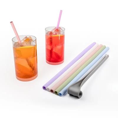 Chine Coupeuse à usage réutilisable de paille de silicone multicolore pliable à boire à vendre