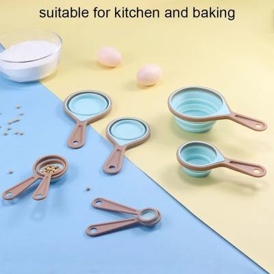 China Plastic Silicone Measuring Spoons Set 8 Piece Collapsible Reusable for sale
