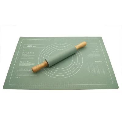 China Harmless Silicone Dough Rolling Mat , Non Slip Pastry Mat With Silicone Rolling Pin for sale