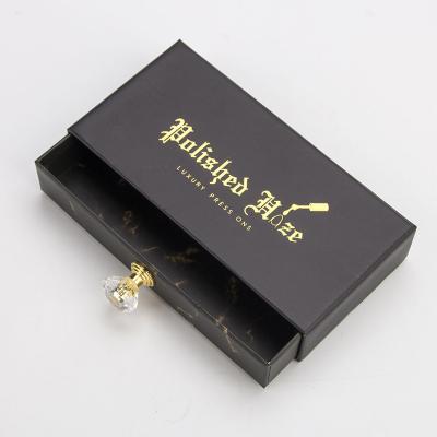 China Custom Gold Logo Cosmetic Packaging Box Matte Black Box Packaging For Press On Nails for sale