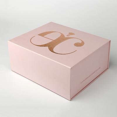 China Large Size Foldable Gift Box Cosmetic Packaging Box Packaging Rose Gold Foil Logo for sale