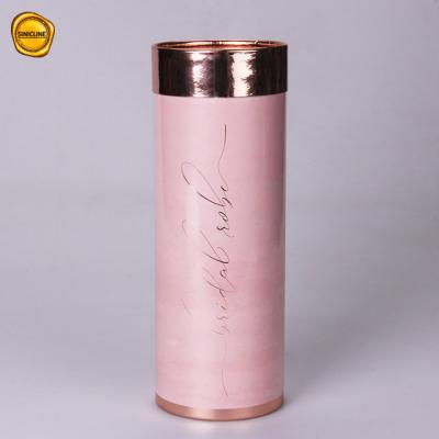 China Custom Logo Glossy Pink Cosmetic Packaging Paper Tube Cylinder Box For Makeup Products for sale