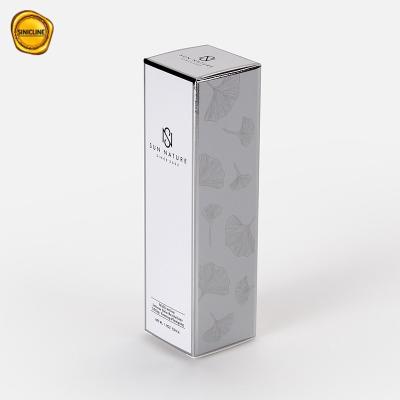 China Custom Lotion Paper Box For Lotion Beauty Care Products Silver Card Paper Box for sale