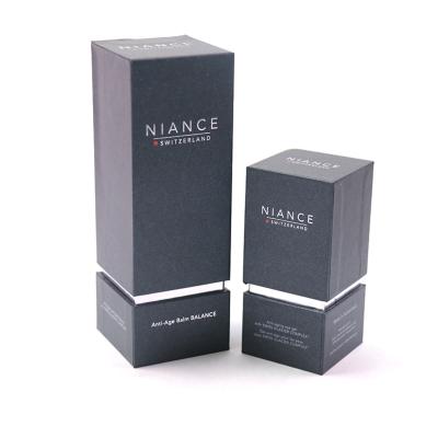 China Custom Lotion Paper Box Black Paper Box For Beauty Care Products Black Paper Box for sale