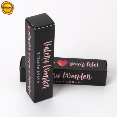 China Custom Printed Eyelash Serum Cosmetic Makeup Paper Black Box Packaging for sale