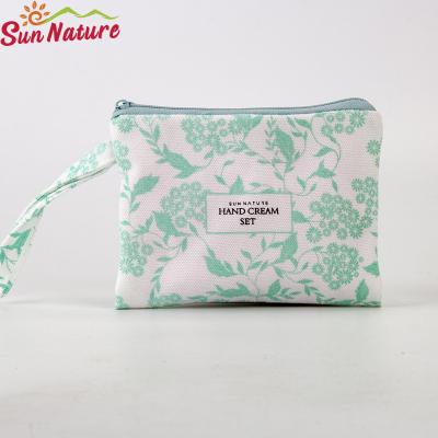China Recycled Canvas Cotton Fabric RPET Gift Packaging Zipper Bag For Beauty Brand for sale
