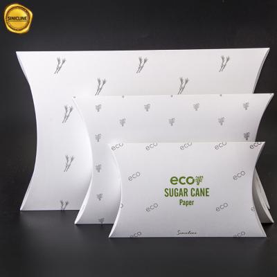 China Custom Printed ECO Paper Packaging Sugar Cane Paper Pillow Box for sale