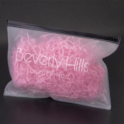 China 20cm 28cm EVA Hair Extension Packaging Box Bags Frosted Plastic Zipper Bag for sale
