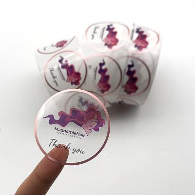 China 110 etiquetas engomadas plásticas redondas higiénicas del vinilo del claro de X50 milímetro etiquetan las hojas para el cosmético en venta