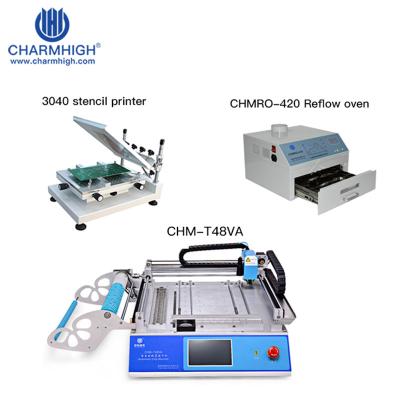 China SMT Production line: CHM-T48VA Pick and Place Machine +  High Precision 3040 Stencil Printer + CHMRO-420 Reflow Oven, PC for sale