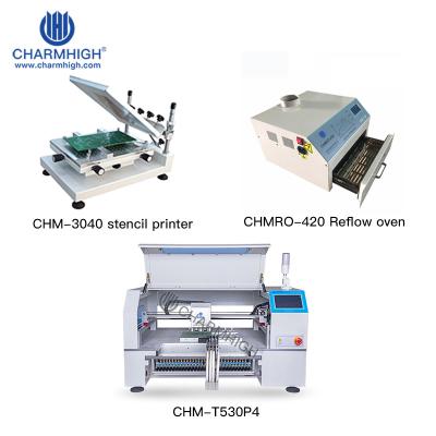 中国 導かれたSMTの生産ライン:Smtのデスクトップの一突きおよび場所機械CHM-T530P4+ReflowオーブンCHMRO-420+StencilプリンターCHM-T3040 販売のため
