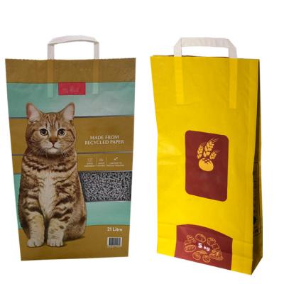 China Eco Friendly 5Litres 15Ibs Cat Litter Stand Up Pouches Cat Litter Sand Packing Bag With Handle for sale