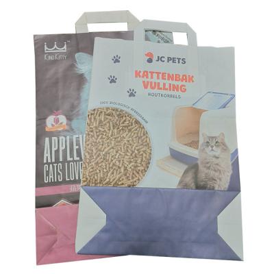 China Grease Paper Charcoal Cat Litter Biodegradable Kraft Bag Double Layer With Handle for sale