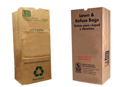 China Brown Multiwall Kraft Paper Bags Kitchen Garbage Lawn Paper Bags Recycled for sale