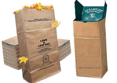 China Brown Compostable Paper Bag Yard Waste Lawn Leaf Bag 30 Gallon Trash Garbage for sale
