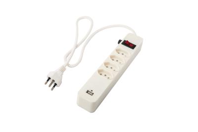 China Pure Copper Wire White USB Power Strip 4 Way Power Board With USB Charging for sale