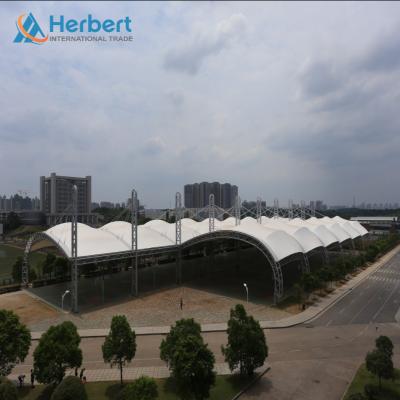 China EPS Roof PVC PTFE Tensile Membrane Spatial Cable Domes Welding For Structure for sale