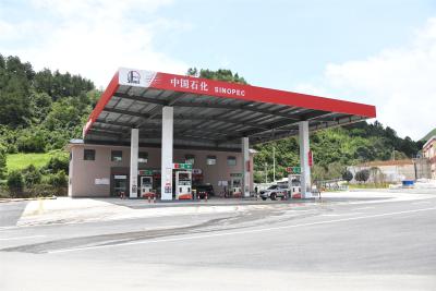 China S235JR Gasoline Gas Station Canopy Construction 300m Customized for sale