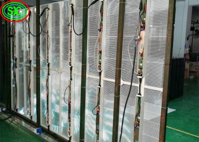 China Indoor P3.91 Transparent LED Screen Glass Window Screen Aluminum Cabinet Material for sale