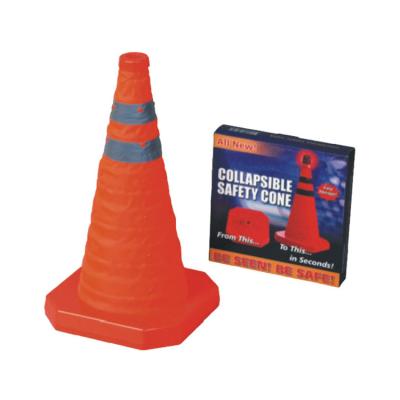 China 40cm Retractable Plastic Foldable Traffic Cone with LED Light and Safety Reflective Tape for sale