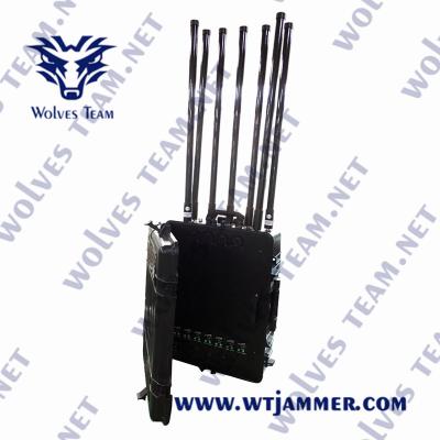 中国 Powerful Cell Phone Signal Jammer GPSL1-L5 GSM WiFi UHF VHF Blocker High Tech Rubber Antennas 販売のため