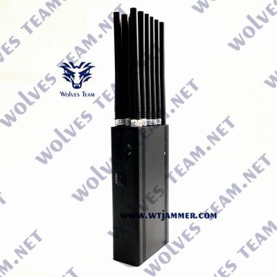 China 12 Antennas Handheld Gps Blocker For 3G 4G 5G WiFi UHF VHF GPS Lojack for sale