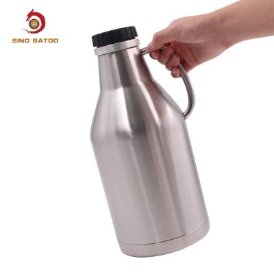 China Screw Cap 64oz Vacuum Insulated Growlers , Double Wall Stainless Steel Beer Growler for sale