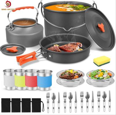 China Large Size Outdoor Cookware Set , 4 People Aluminium Camping Cook Set for sale