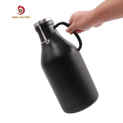 China Double Wall Flip Top Black Stainless Steel Growler 2 Liter for sale