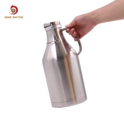 China Tight Seal Vacuum Insulated Growlers , Stainless Steel 2 Liter Swing Top Growler for sale