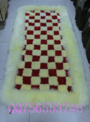 China Checkerboard Large Sheepskin Blanket Real Shearling Blanket for sale