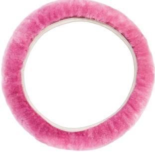 China Pink Sheep Lambskin Steering Wheel Cover Heat Resistant for sale