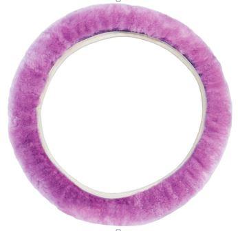 China Customized Pink Sheepskin Steering Wheel Cover Fur Car Wheel Cover for sale