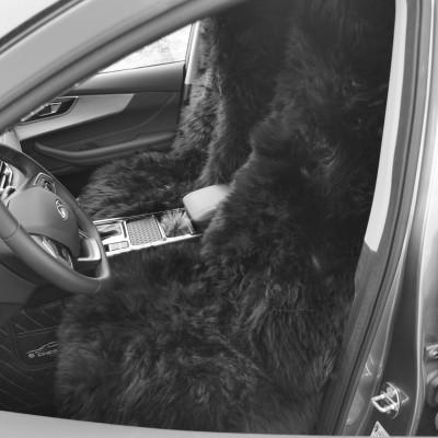 China Black Sheepskin Car Seat Cushion Bucket Seat Pad Custom Fit for sale