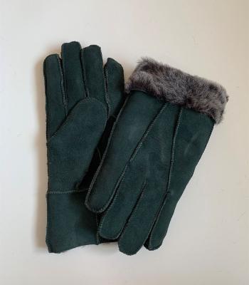China Outdoor Mens Sheepskin Gloves Mittens Brown green for sale