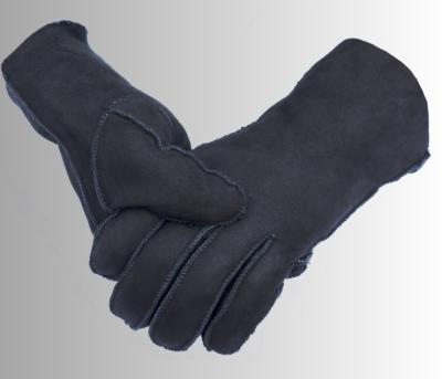 China Black Sheepskin Gloves Mittens Shearling Lined Custom for sale