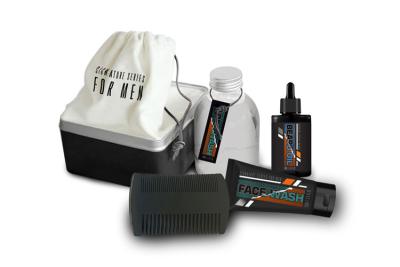 China Tin Box Mens Grooming Gift Sets 150ml Body Wash, 75ml Face Wash, 30ml Beard Oil, Black Comb for sale