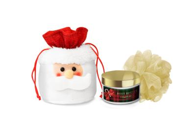 China Non Woven Stocking Stuff  2pcs Bath Gift Set With Body Butter, Body Puff for sale